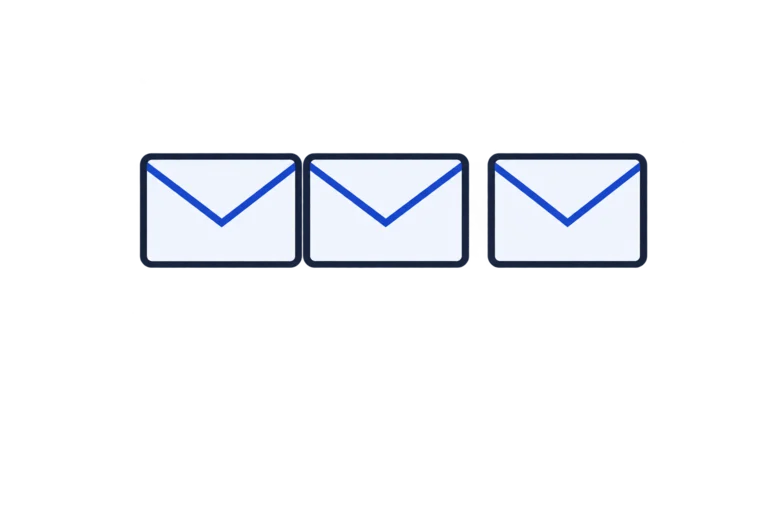 Three plain envelopes arranged side by side